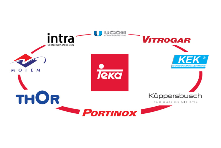 Группе компаний TEKA принадлежат такие бренды, как TEKA, Küppersbusch, INTRA, MOFEM, THOR, Kek, Portinox, UCON, Vitrogar.